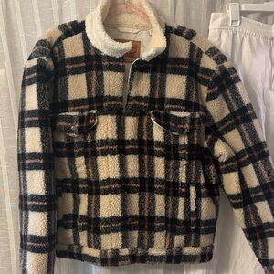 Levi's Plaid Sherpa Jacket - Black and Cream